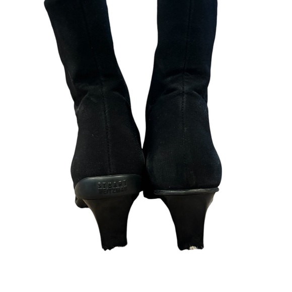 Stuart Weitzman  Women’s Black Neoprene Stretch Ankle Suede Sock Bootie Size 8m - Picture 4 of 7